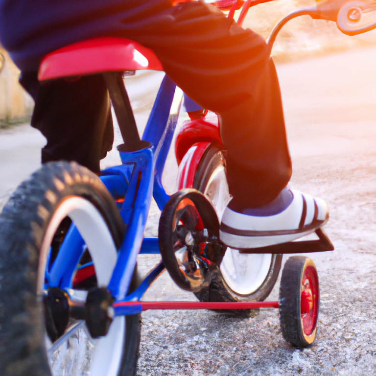 child riding a bike outdoors