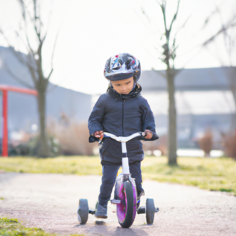 child riding a balance bike